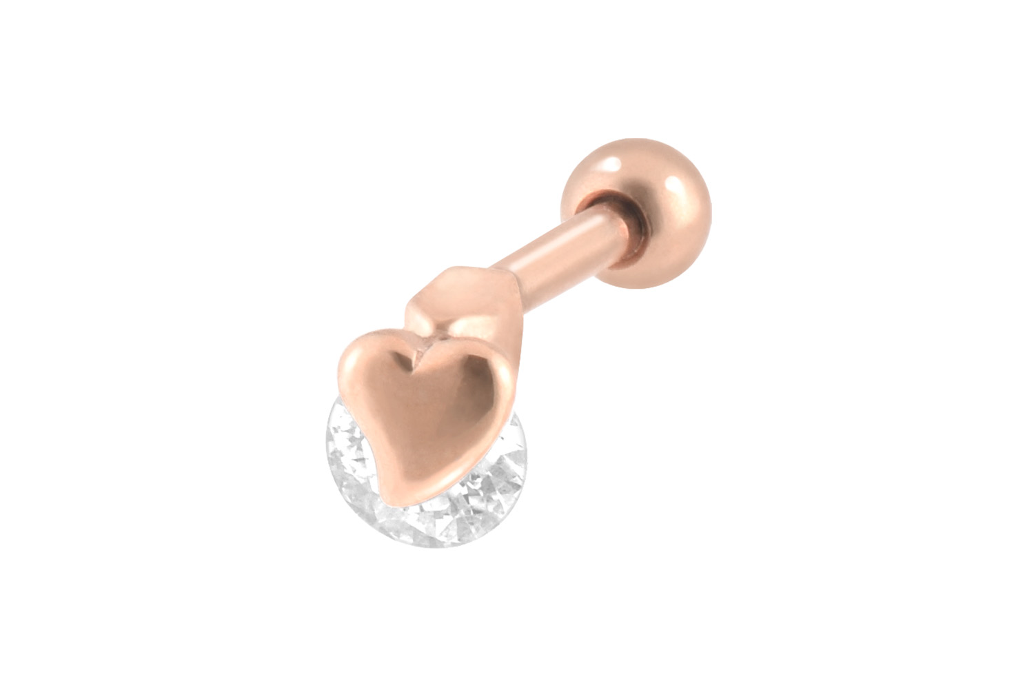 Surgical steel ear piercing CRYSTAL + HEART ++SALE++