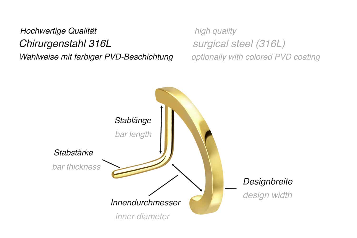 Chirurgenstahl Nasenstecker SCHMALES DESIGN