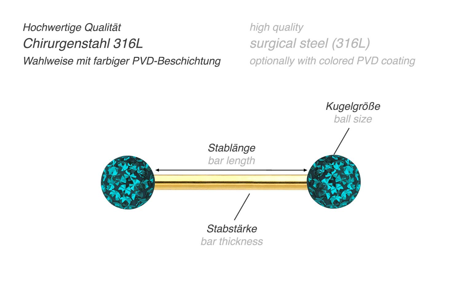 Chirurgenstahl Barbell EPOXY-KUGELN