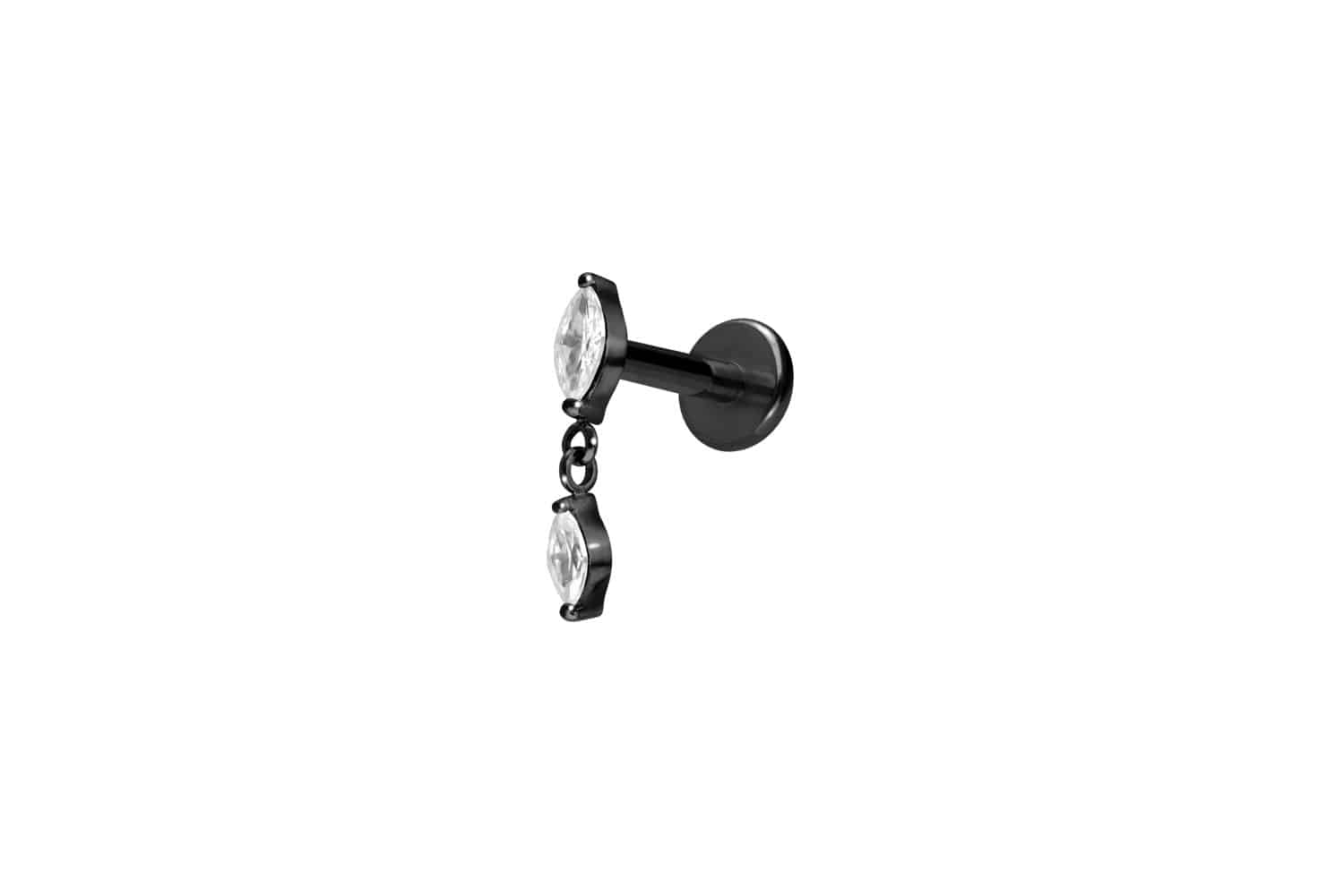 PIERCINGLINE Piercing Stecker Titan Labret mit Innengewinde 2 KRISTALLTROPFEN - Bild 20 von 37
