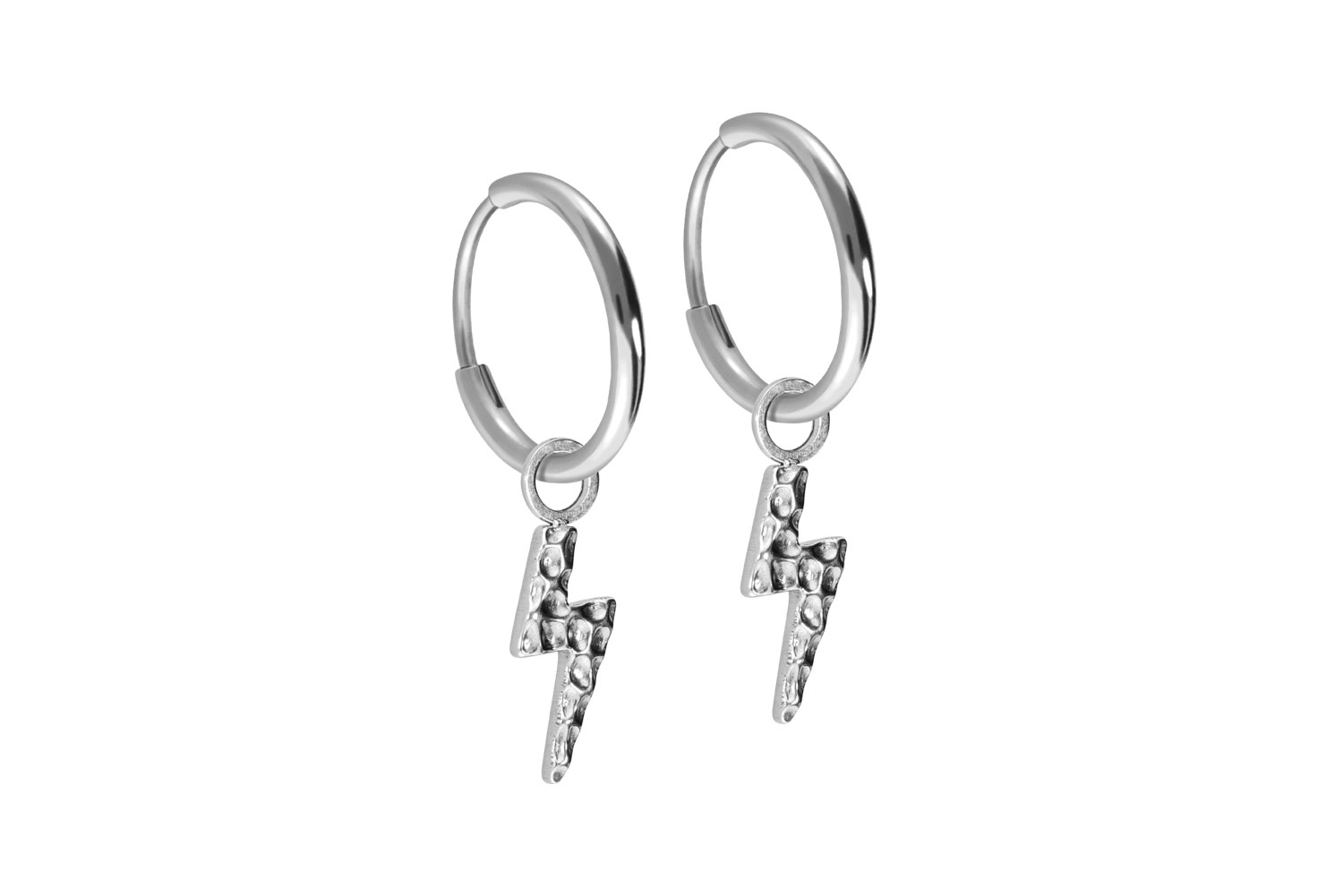 Titanium ear clicker creoles LIGHTNING + HAMMERED STRUCTURE