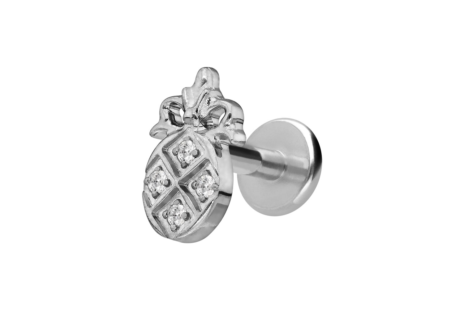 Titanium labret with internal thread CRYSTAL PINEAPPLE Titanium labret with internal thread CRYSTAL PINEAPPLE