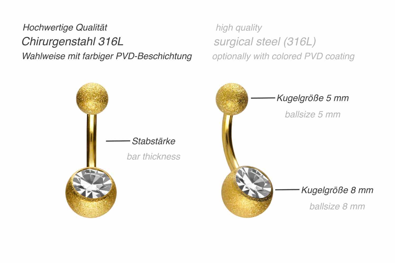 Chirurgenstahl Bananabell DIAMANTOPTIK + KRISTALL