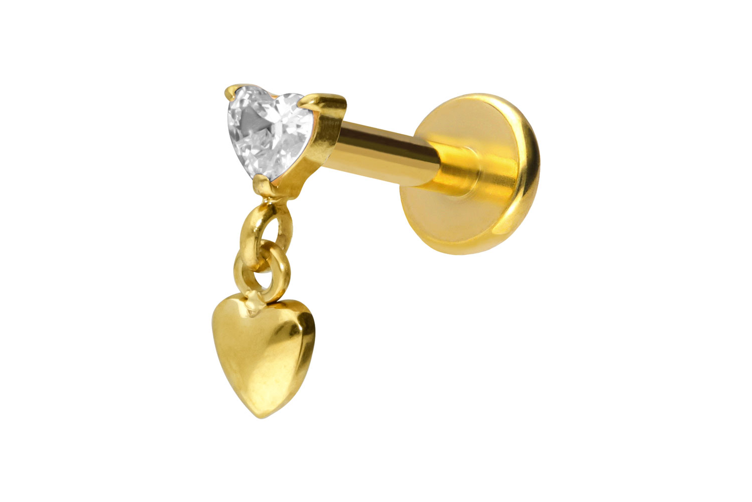 Titanium labret with push fit 2 HEARTS