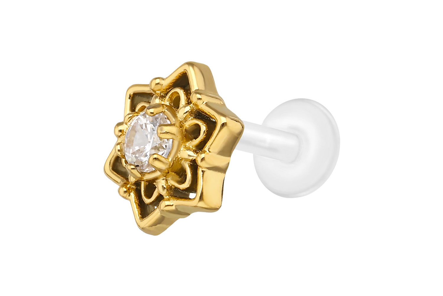PTFE labret with internal thread + titanium attachment SNOWFLAKE