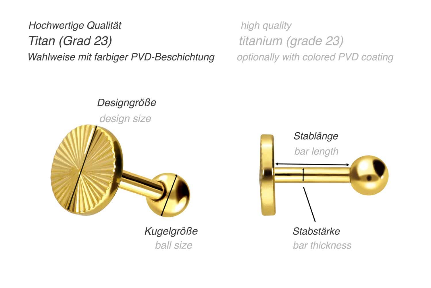 Titanium ear piercing STRUCTURE