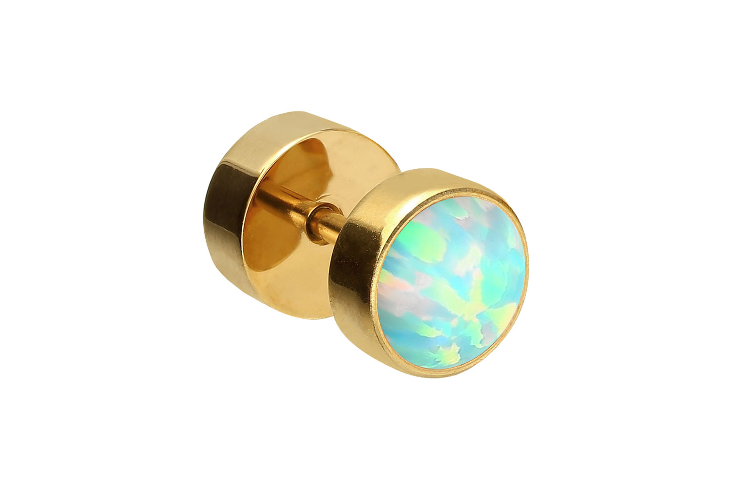 Chirurgenstahl Fake Plug SYNTHETISCHER OPAL ++SALE++