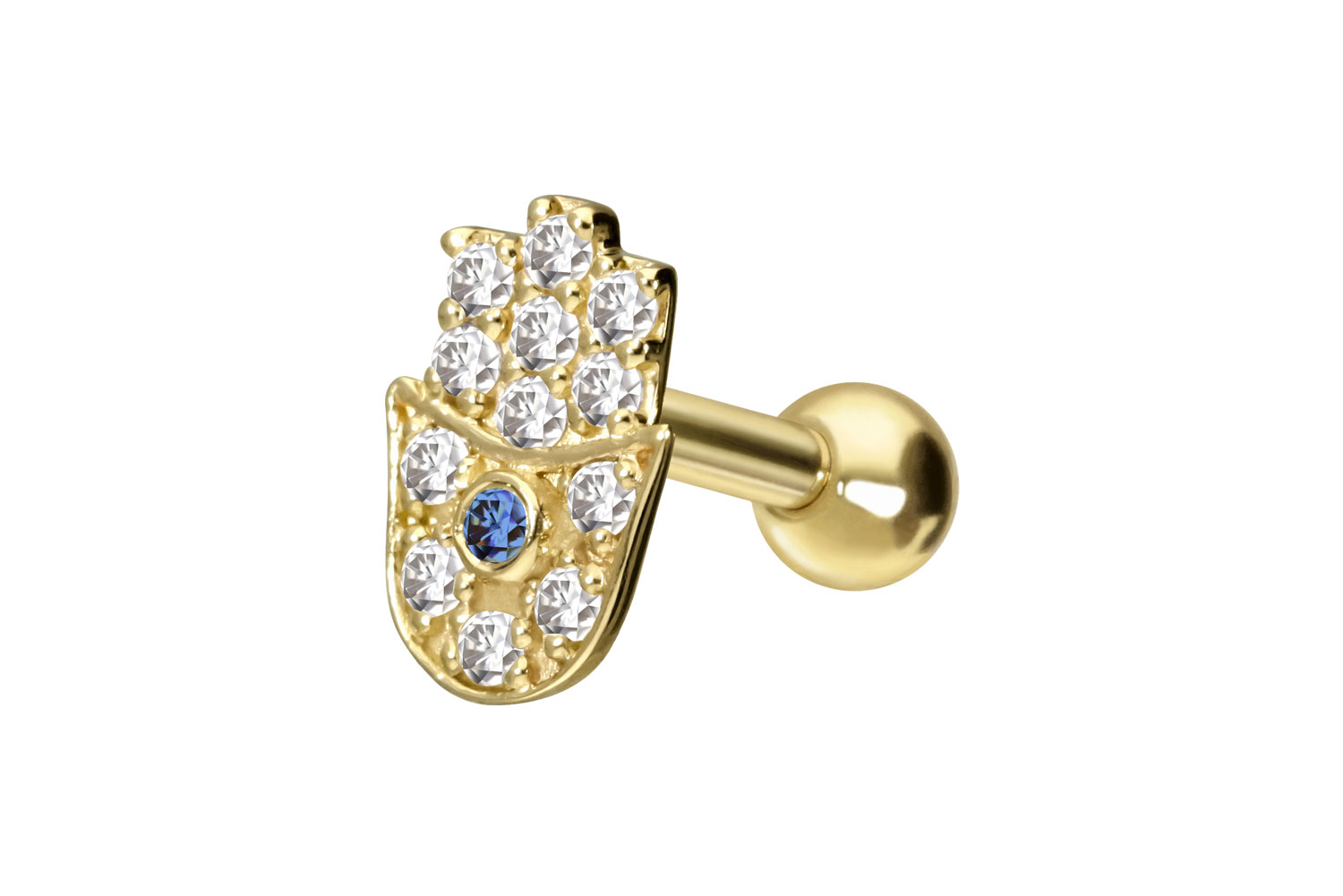 14/18 carat gold ear piercing MOISSANITE-HAND OF FATIMA