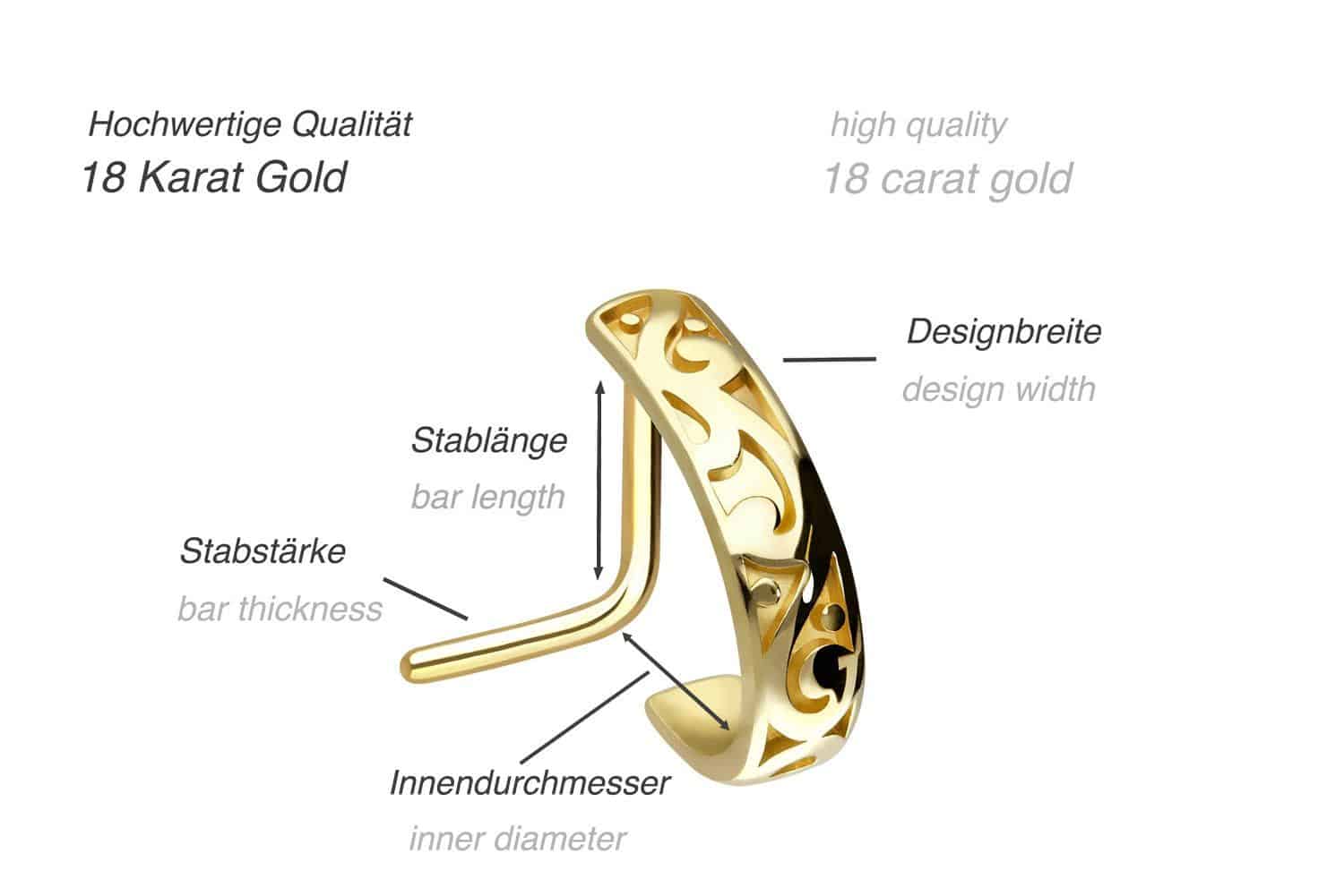 18 Karat Gold Nasenstecker ORIENTALISCHES DESIGN