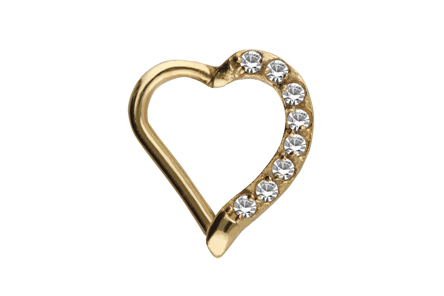 Surgical steel clicker HEART + SETTED CRYSTALS