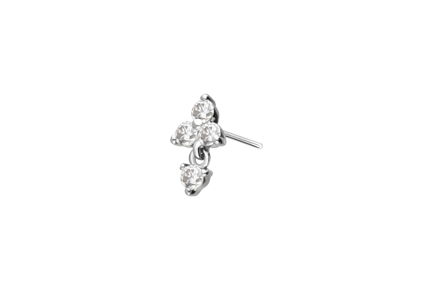 14 Karat Gold Aufsatz mit Titan Push Pin MOISSANIT-BLUME + MOISSANIT