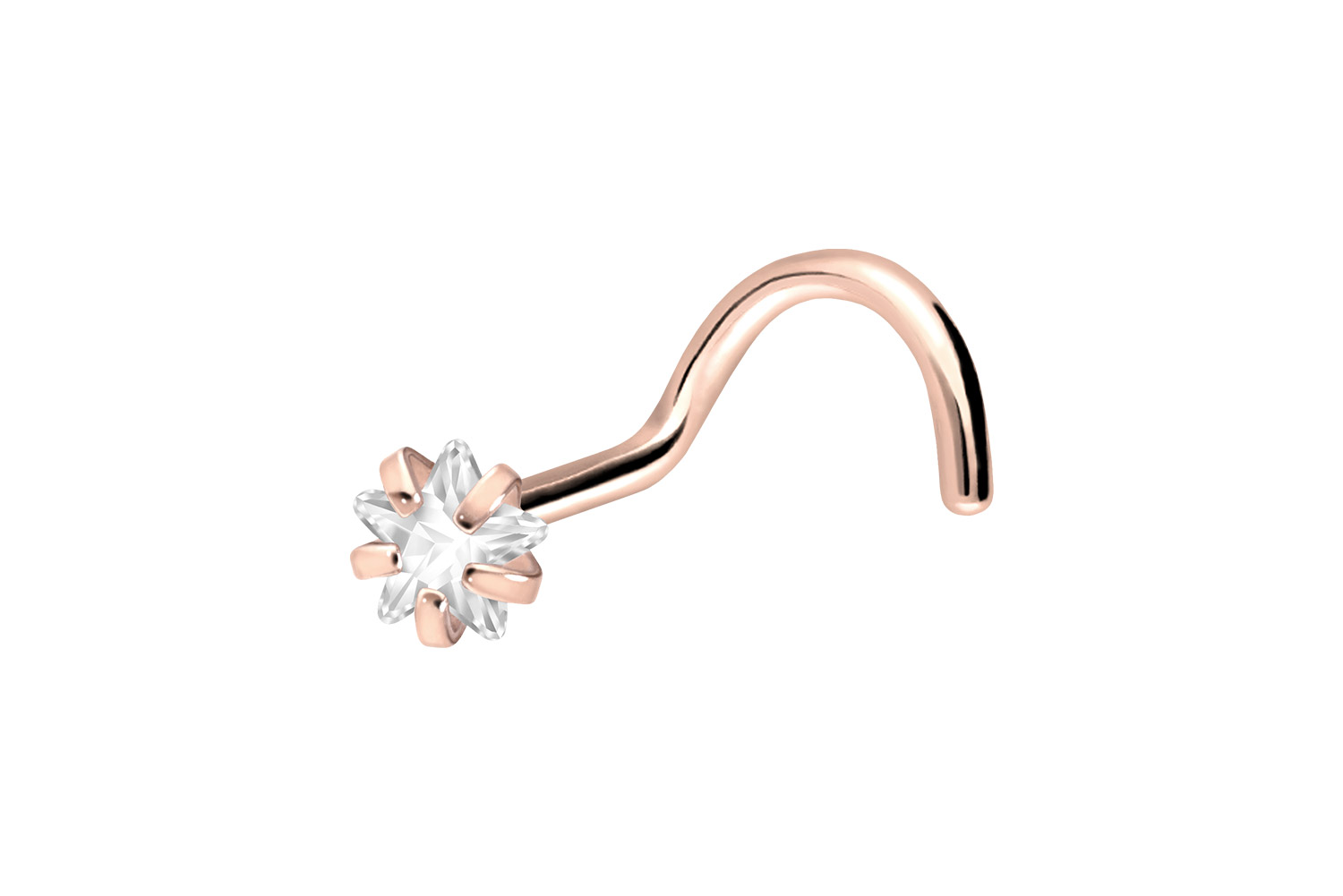 Titan Nasenstecker Spirale EINGEFASSTER KRISTALLSTERN