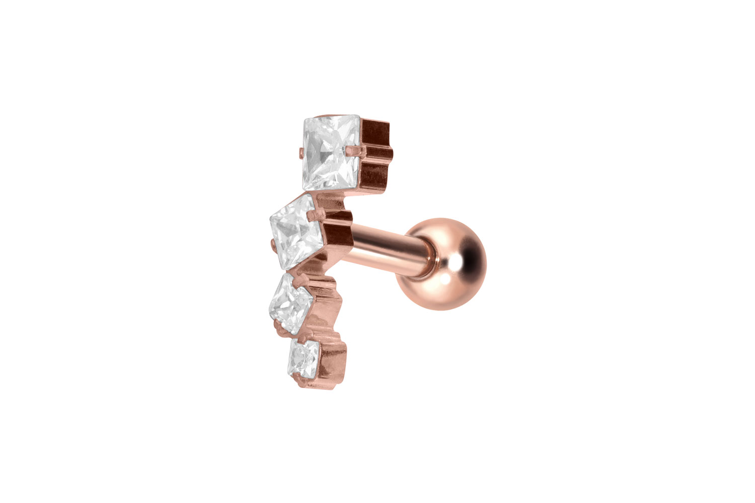 Titanium ear piercing with internal thread CRYSTAL ARCH