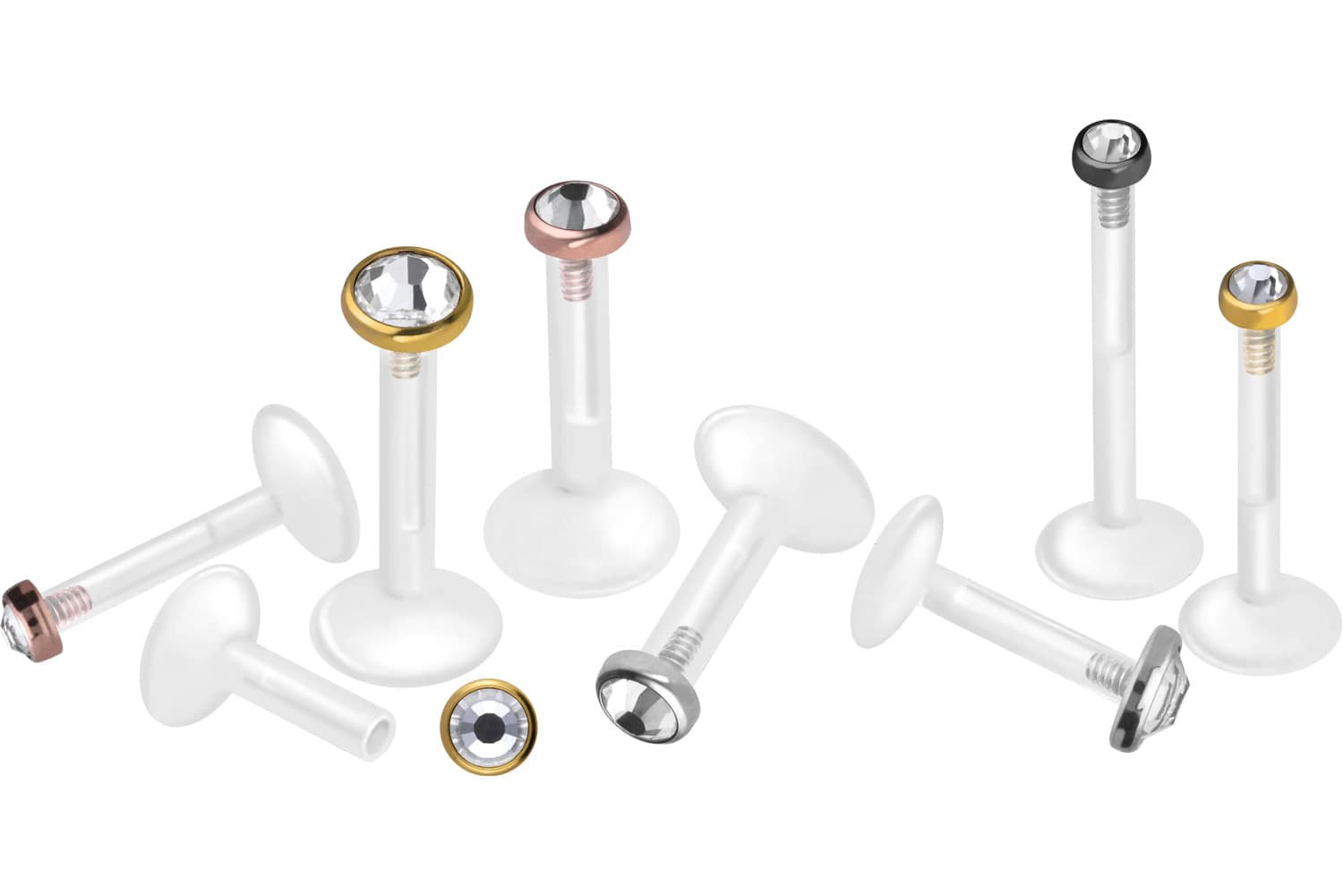 PTFE labret wih internal thread + titanium attachment CRYSTAL DISC