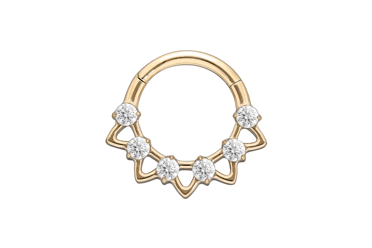 Titanium segment ring clicker CRYSTALS + CONES