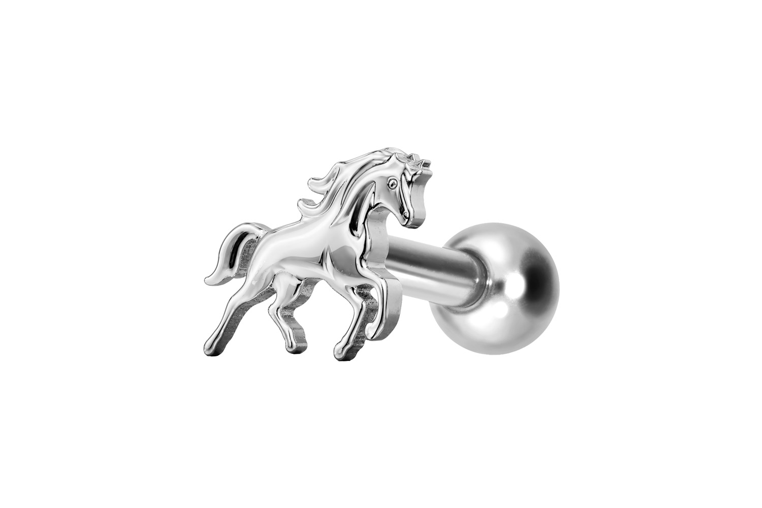 Titanium ear piercing with internal thread HORSE