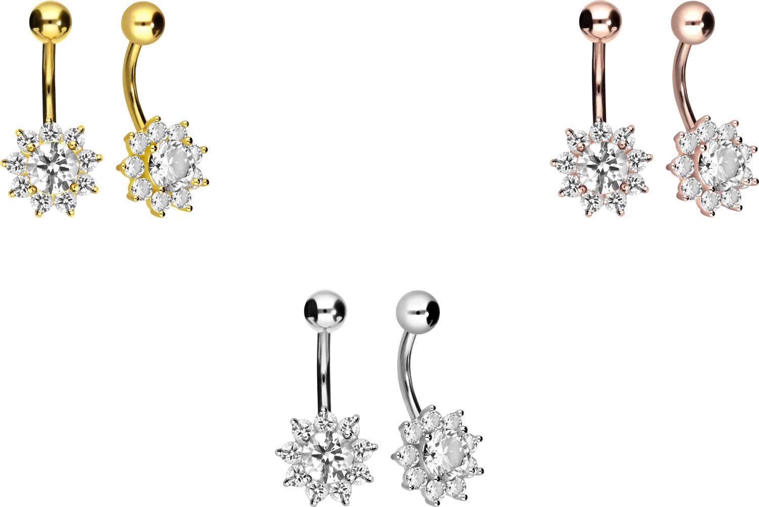 Surgical steel bananabell with brass-design FLOWER ++SALE++