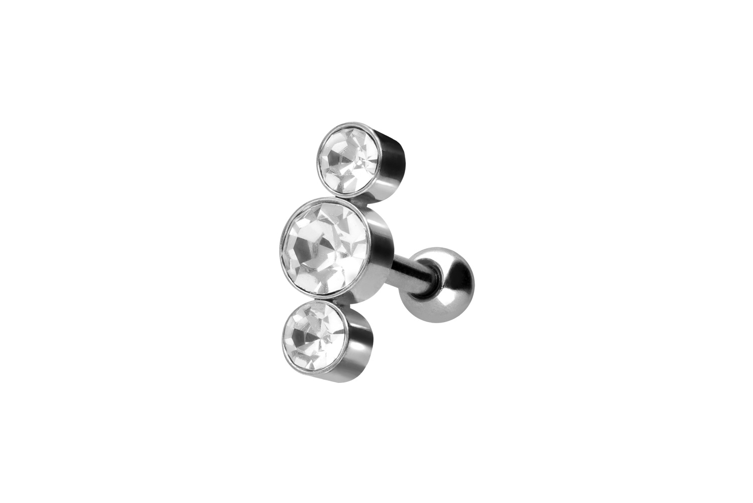 Surgical steel ear piercing 3 CRYSTALS
