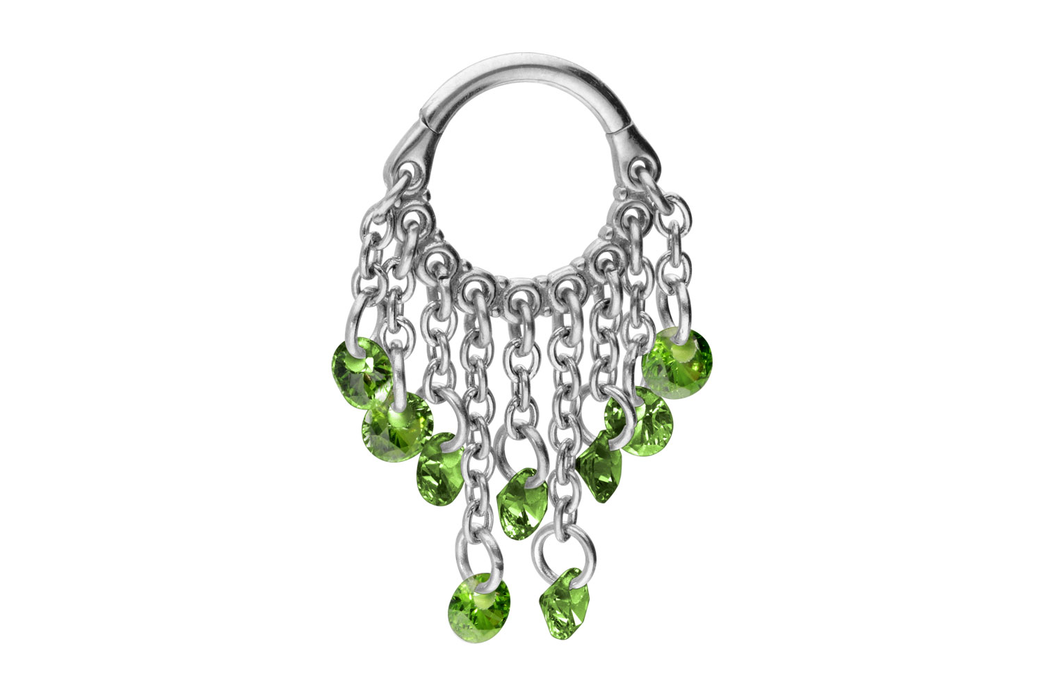 Surgical steel segment ring clicker CHAIN CURTAIN + CRYSTALS