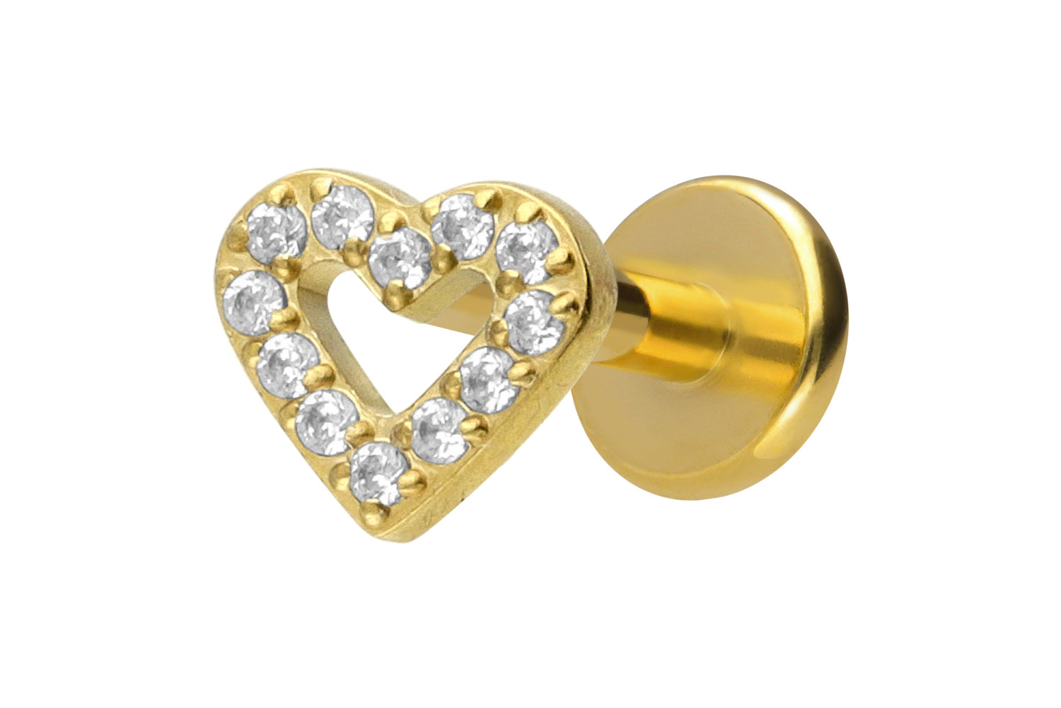 Titan Labret mit Innengewinde KRISTALLHERZ