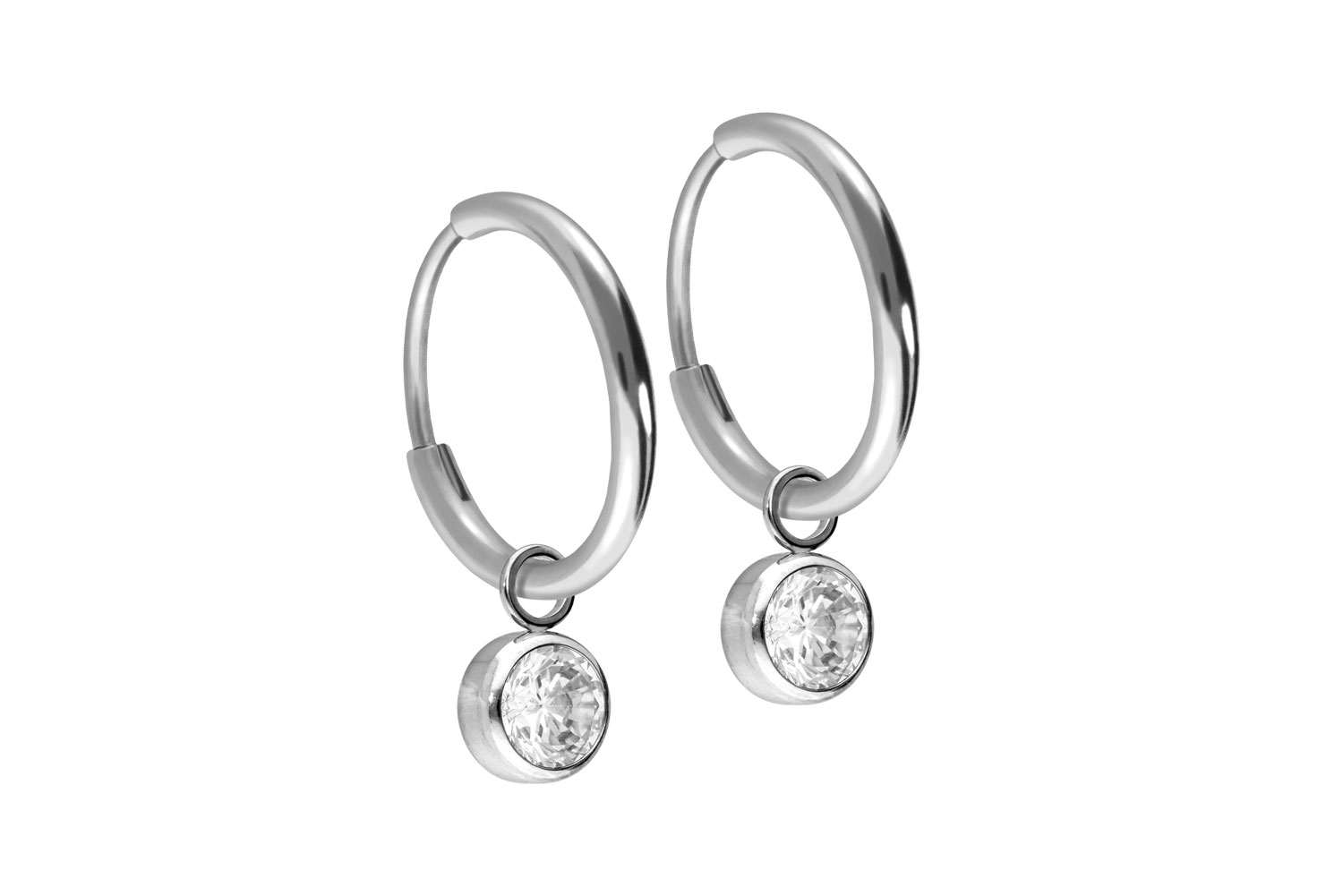 Titan Ohrclicker Creolen RUNDER KRISTALL