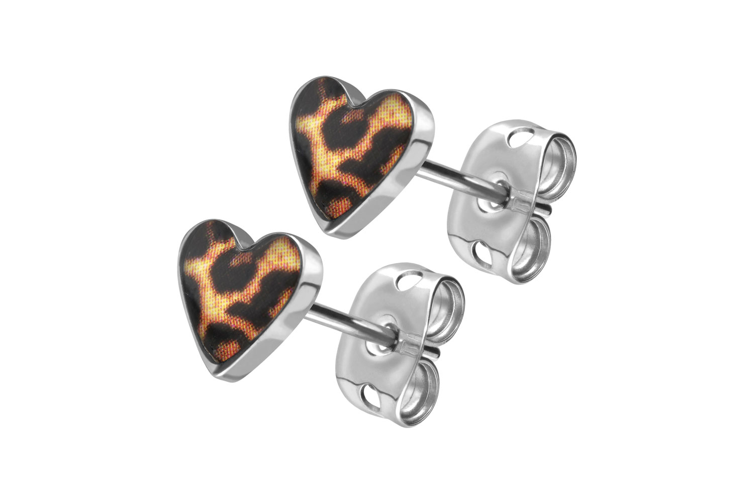 Titanium ear studs LEOPARD HEART
