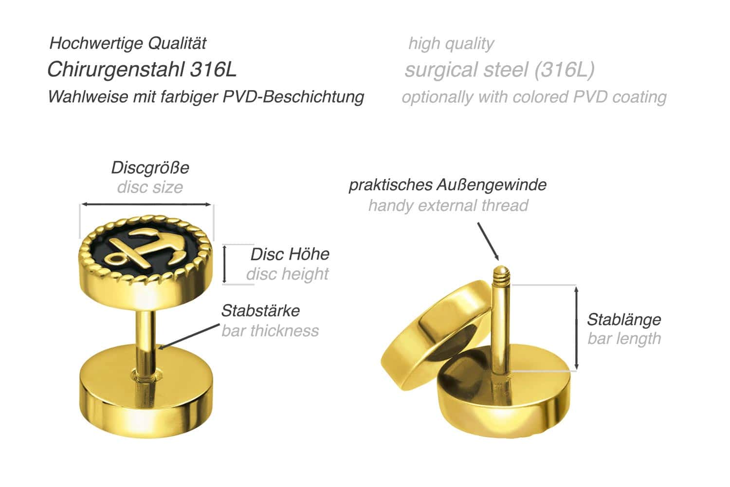 Chirurgenstahl Fake Plug ANKER