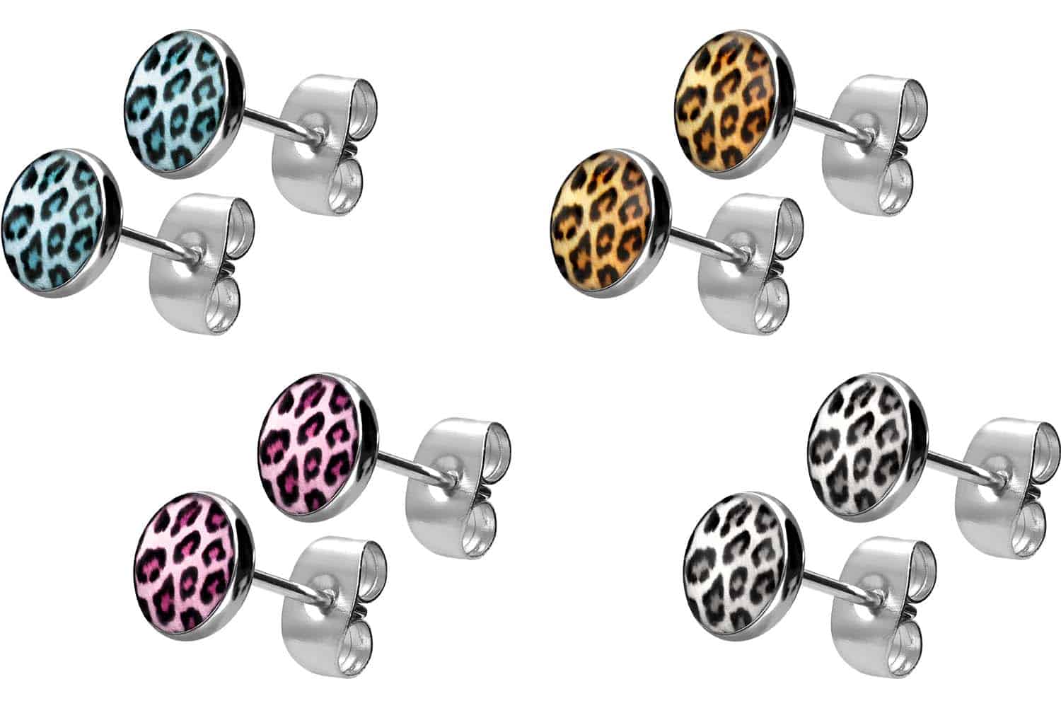 Surgical steel ear studs LEOPARD