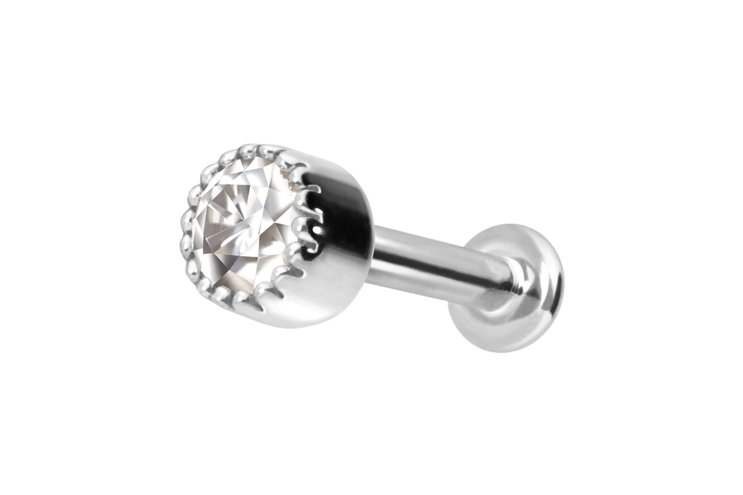 14 carat gold labret with push fit MOISSANITE DISC