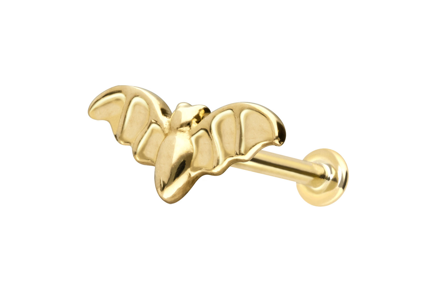 PIERCINGLINE Piercing Stecker 14 Karat Gold Labret mit Push Fit FLEDERMAUS - Bild 9 von 35