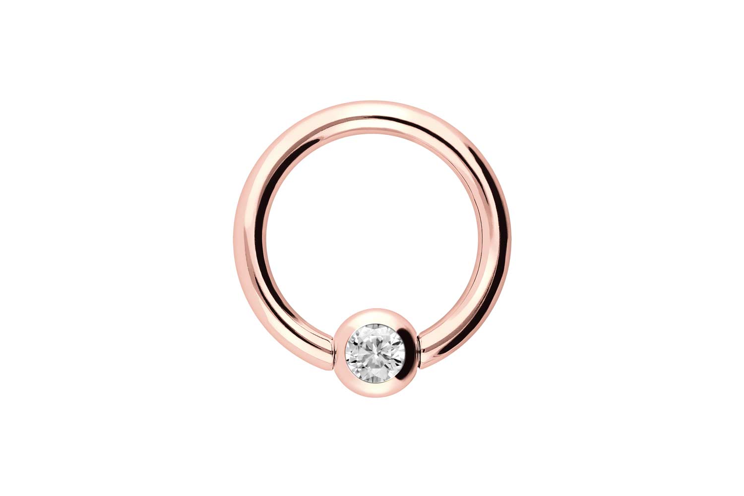 18 carat gold ball closure ring CRYSTAL