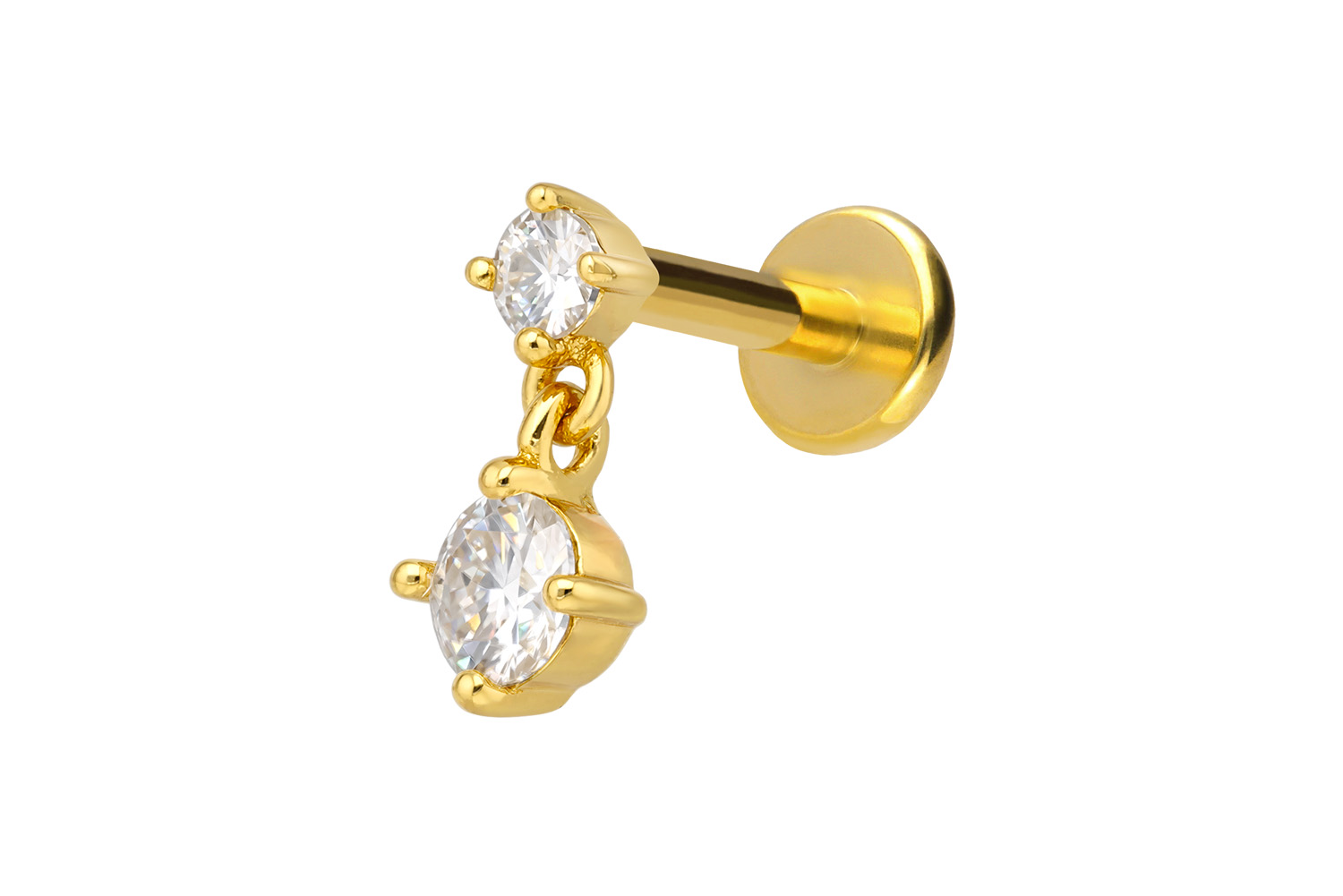 Titanium labret with internal thread + 925 silver attachment 2 MOISSANITES