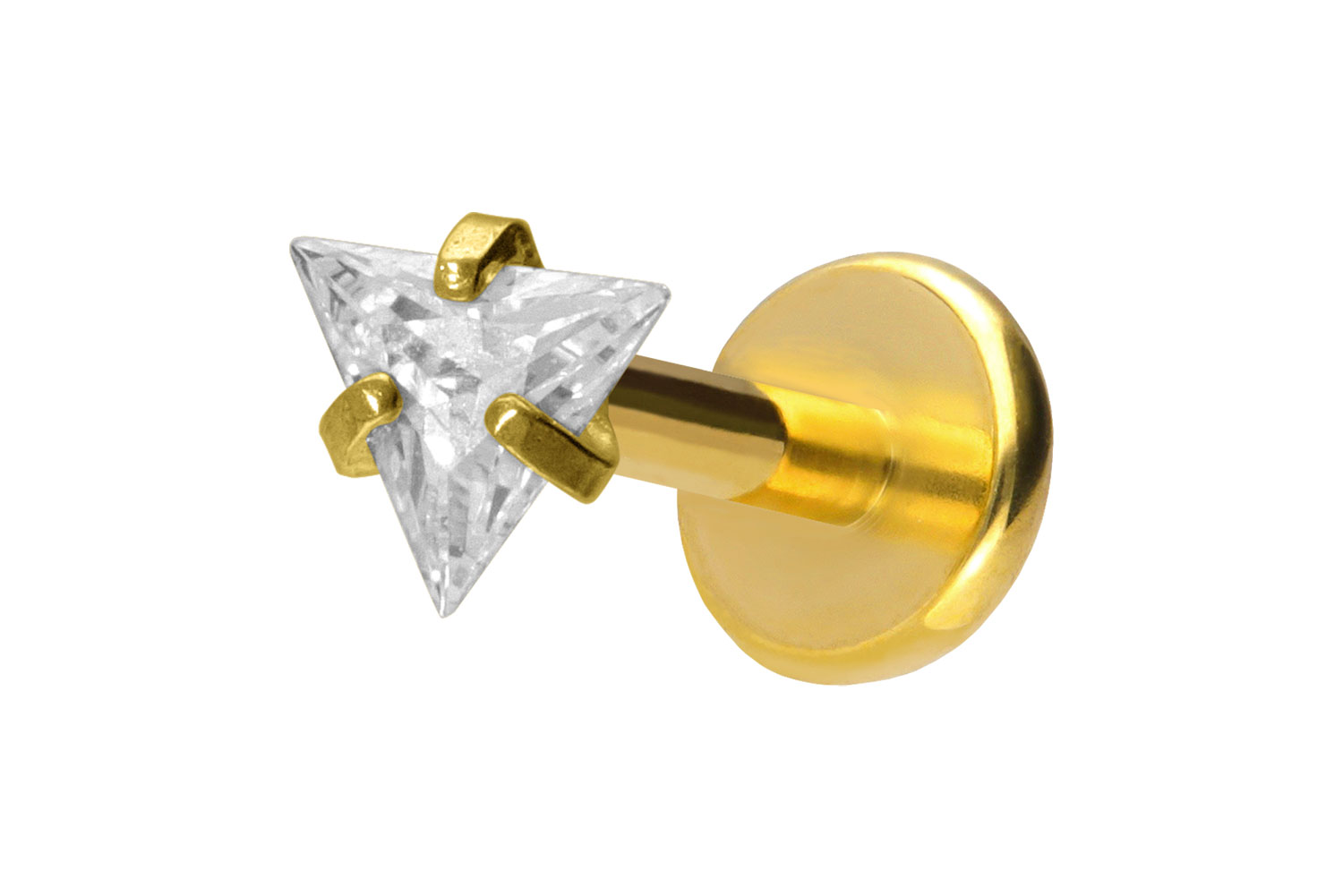 Titanium labret with push fit SETTED CRYSTAL TRIANGLE