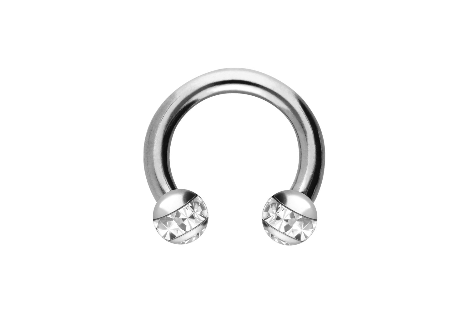 Chirurgenstahl Hufeisenring EPOXY-RING-KUGELN + KRISTALLE