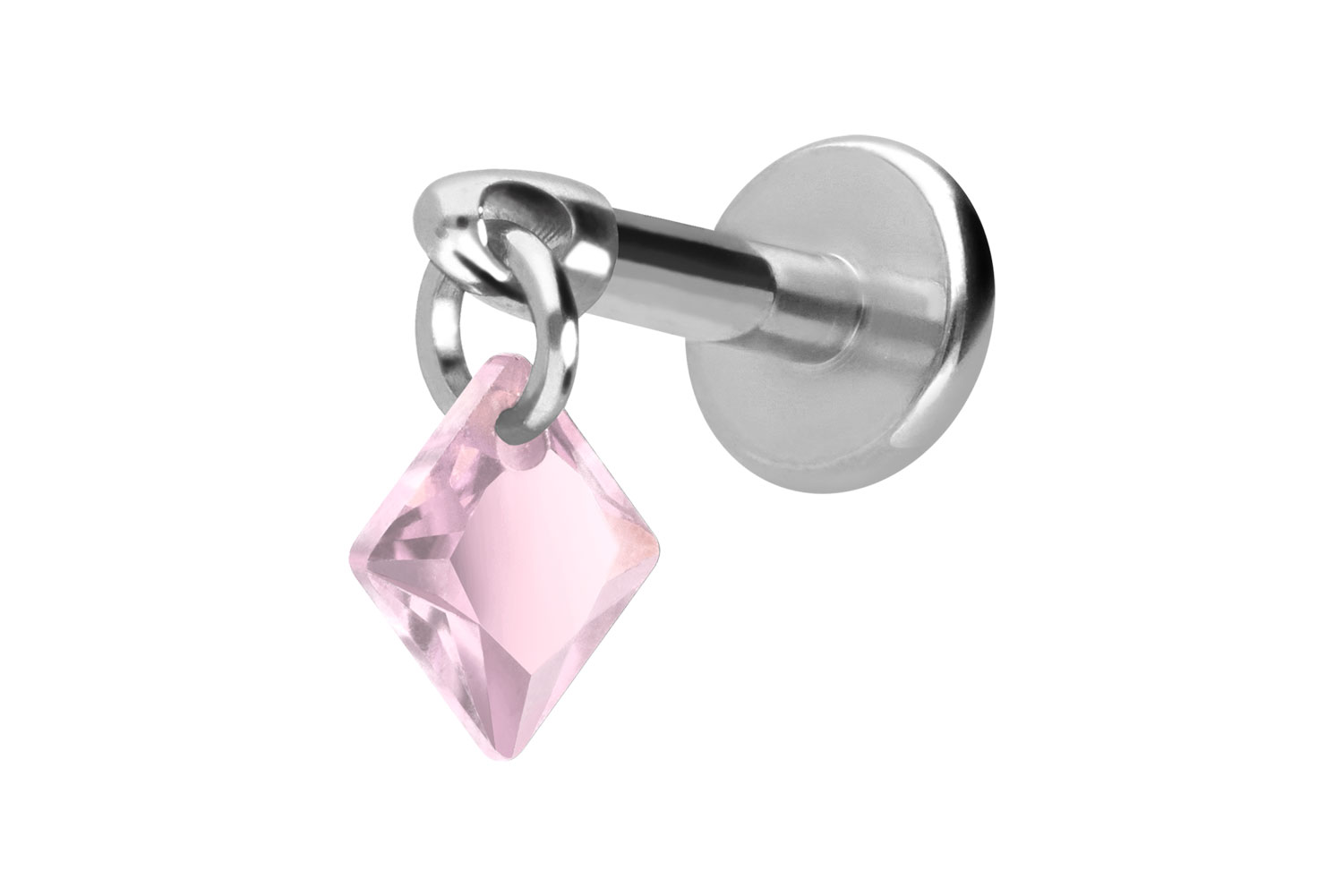 Titanium labret with internal thread CRYSTAL SQUARE