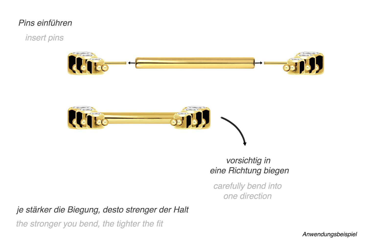 Titan Barbell mit Push Fit 5 KRISTALLE + KUGELN