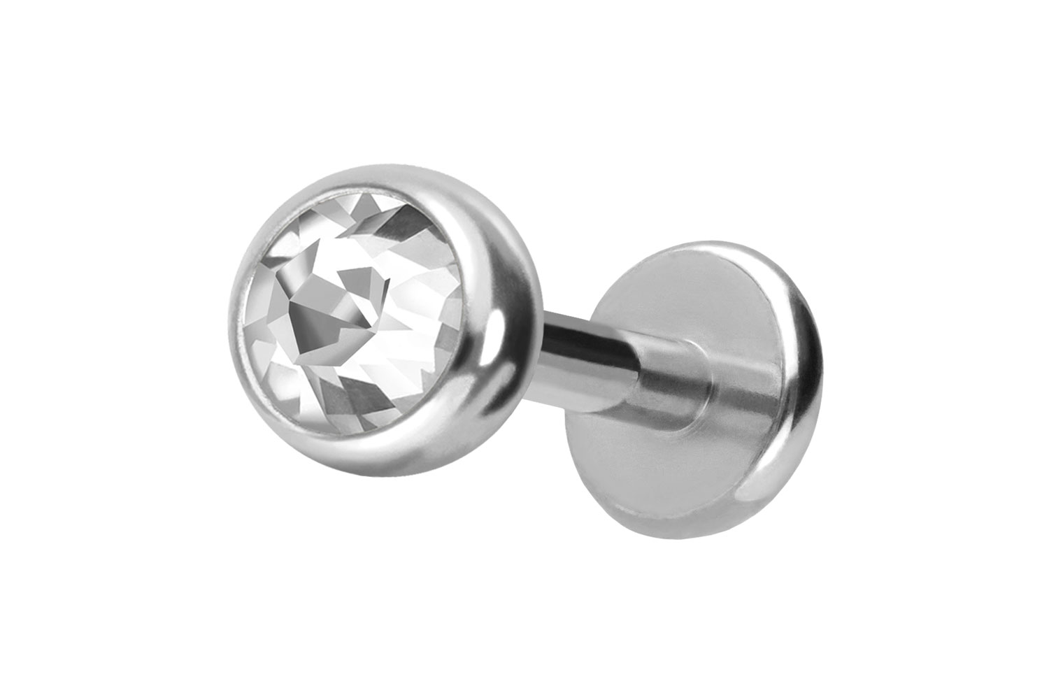 Titan Labret mit Push Fit KRISTALL