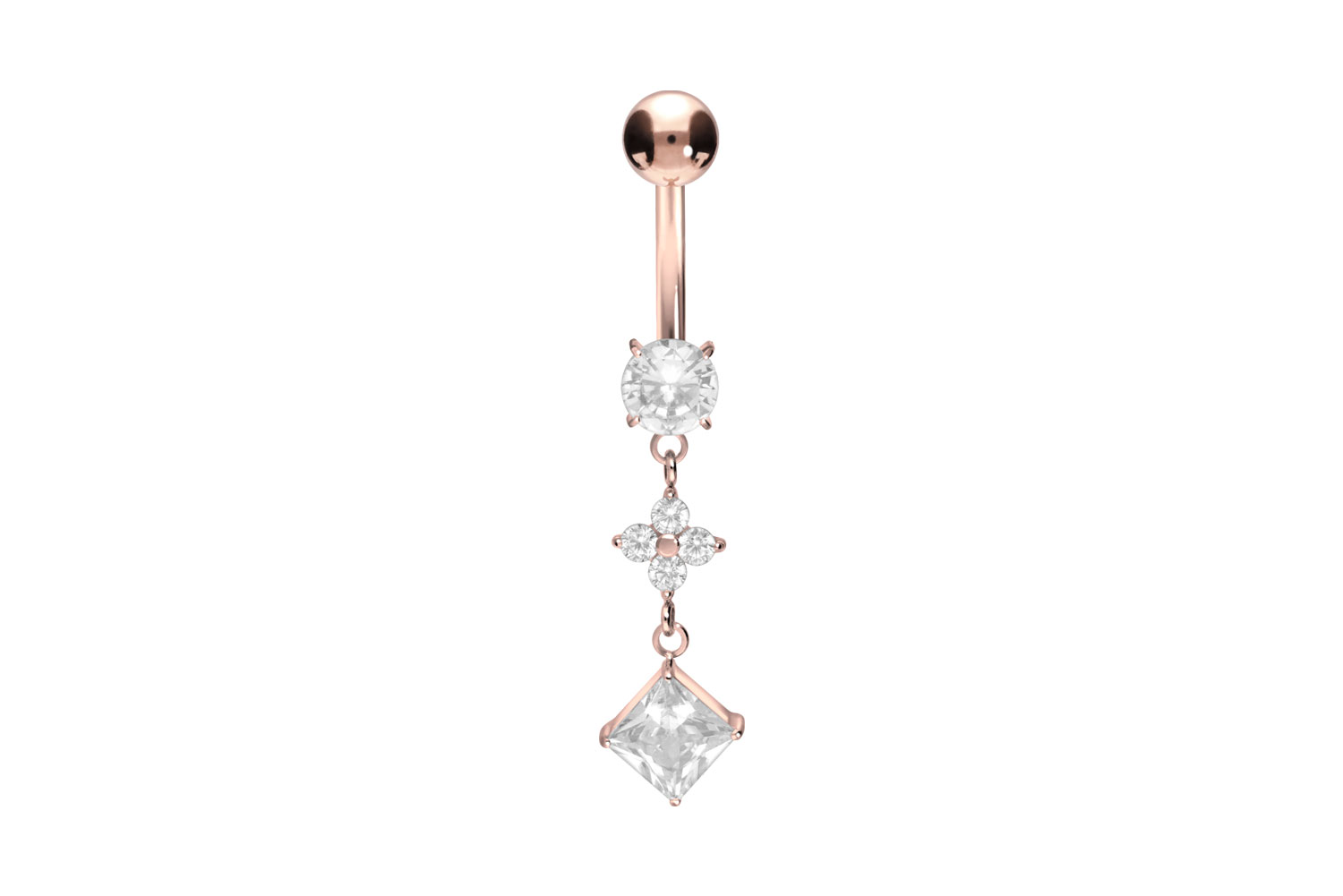 Titanium bananabell with internal thread CRYSTAL FLOWER + CRYSTAL SQUARE