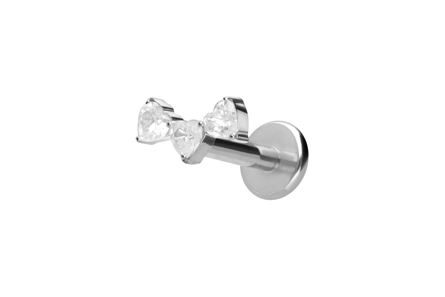 Titan Labret mit Innengewinde 3 KRISTALLHERZEN