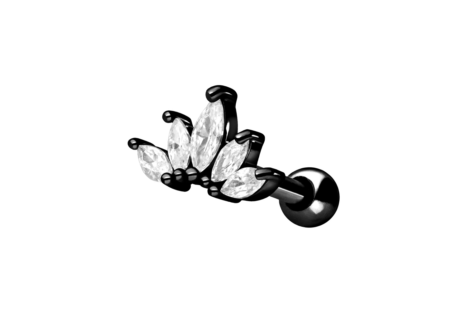 Surgical steel ear piercing LOTUS BLOSSOM + CRYSTALS