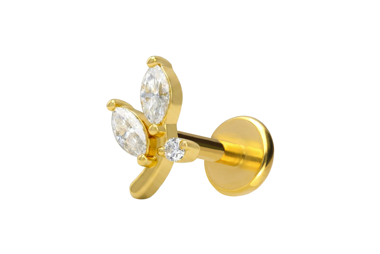 Titan Labret mit Innengewinde + 925er Silber Aufsatz MOISSANIT-ZWEIG