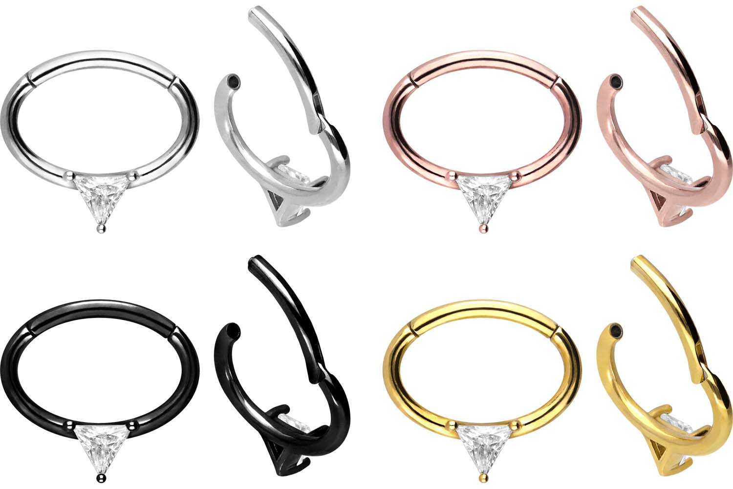 Chirurgenstahl Segmentring Clicker OVAL + KRISTALLDREIECK ++SALE++
