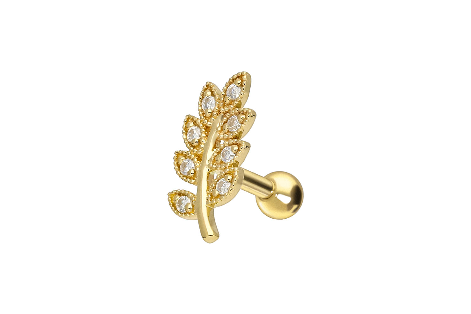 14/18 Karat Gold Ohrpiercing MOISSANIT-BLÄTTER