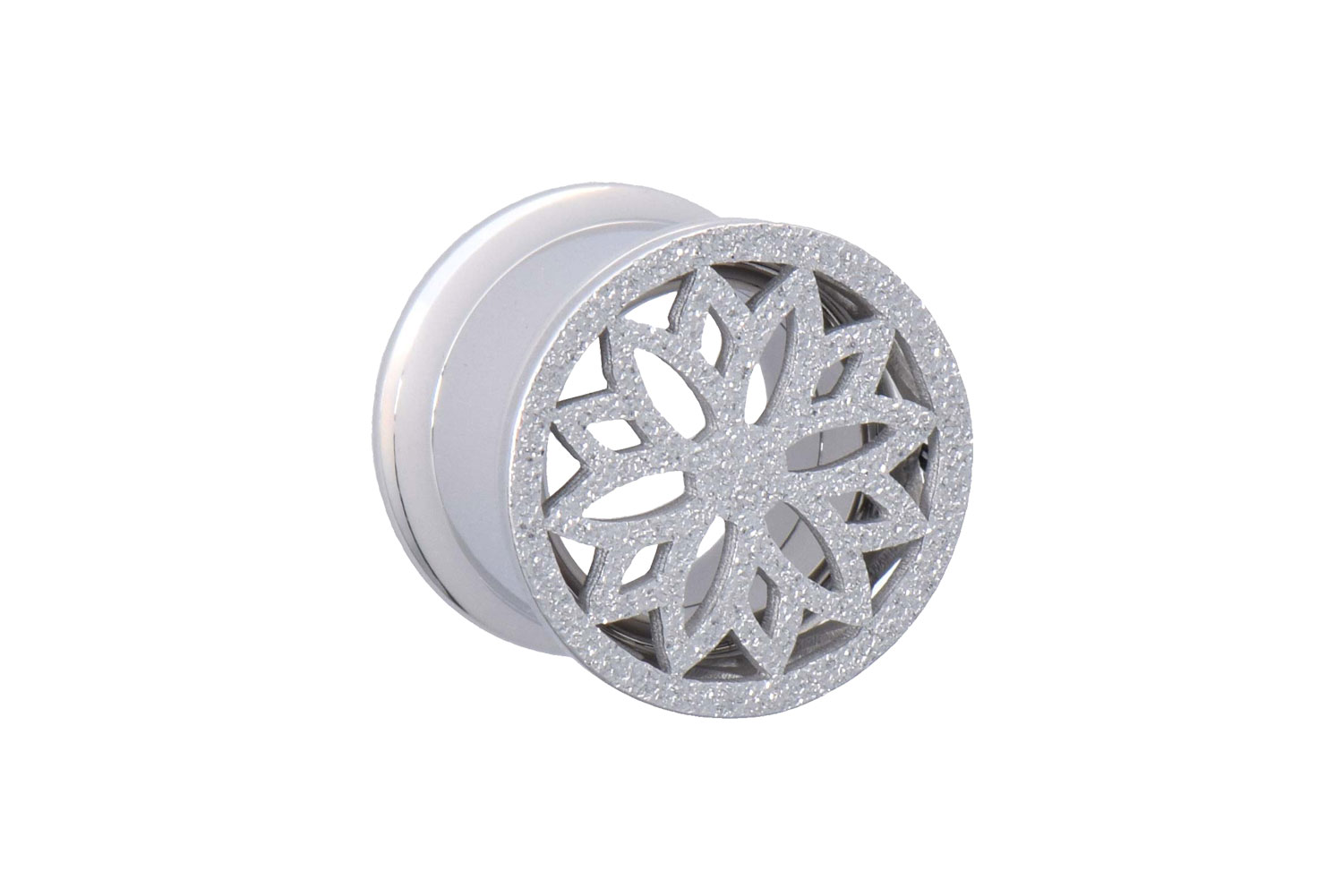 Surgical steel double flared tunnel MANDALA + DIAMOND LOOK ++SALE++