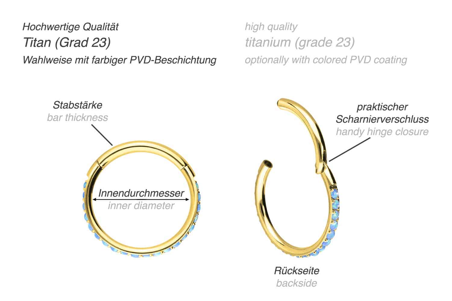 Titan Segmentring Clicker SYNTHETISCHE OPALE