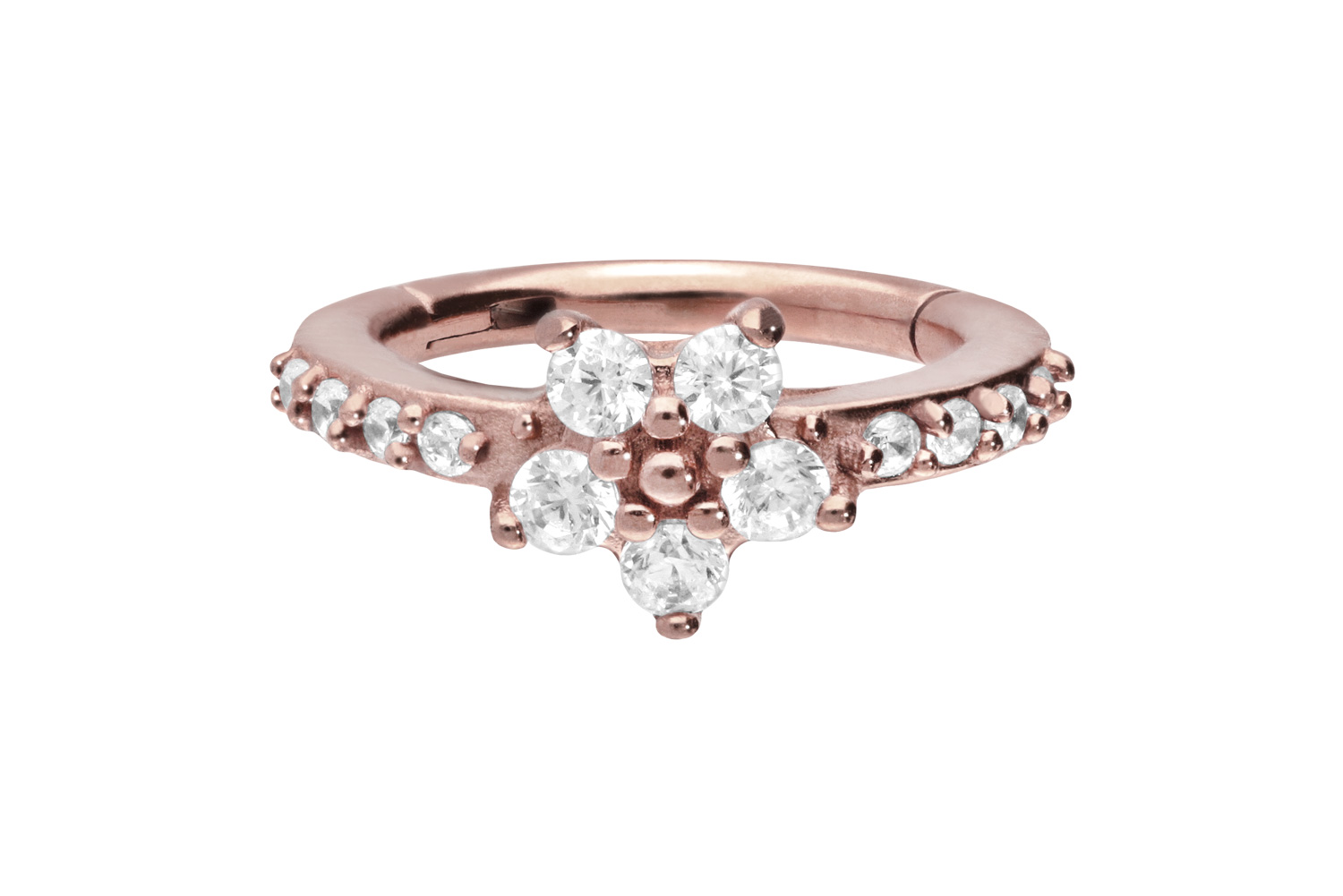 Chirurgenstahl Segmentring Clicker EINGEFASSTE KRISTALLE + KRISTALLBLUME