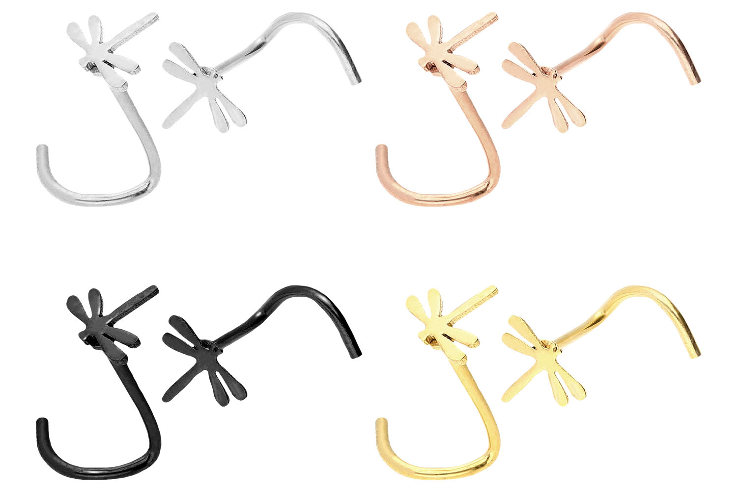 Surgical steel nose stud spiral DRAGONFLY ++SALE++