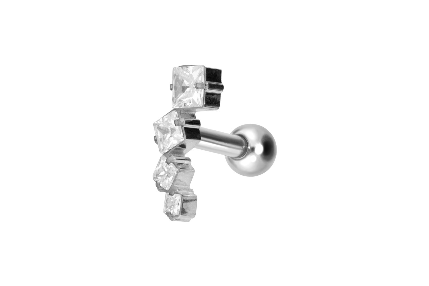 Titanium ear piercing with internal thread CRYSTAL ARCH