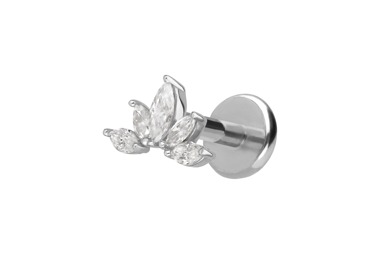 Titanium labret with internal thread + 925 silver attachment MOISSANITE LOTUS BLOSSOM