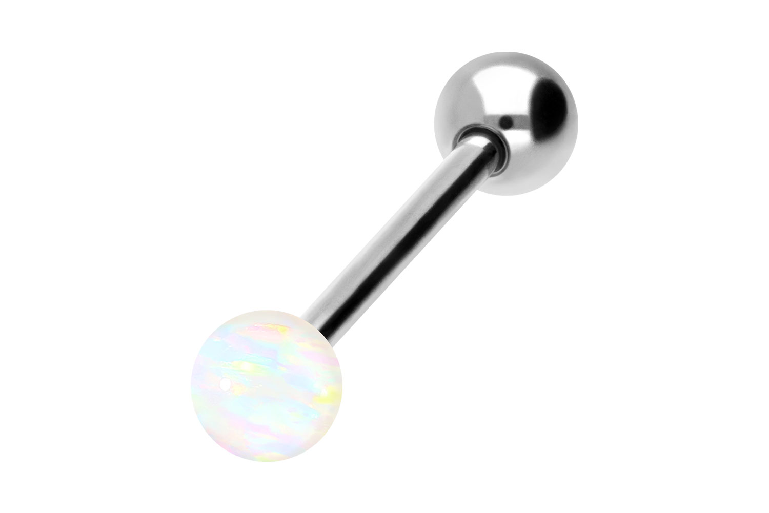 Surgical steel barbell SYNTHETIC OPAL + SURGICAL STEEL BALL